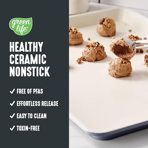 GreenLife 18” x 13” Ceramic Nonstick Half Cookie Sheet, Black - color: Black, size: 18" x 13" Half Baking Sheet