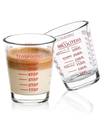 Shot Glass Measuring Cup Set, 2 Pack Espresso Shot Glasses (Red) - color: 2 Pack-Red