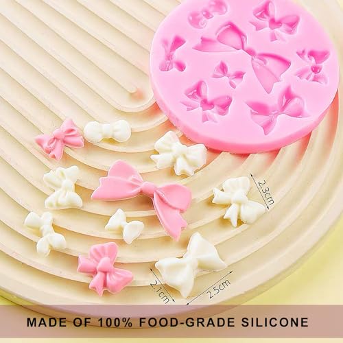 5 Pack Bowknot & Heart Shape Silicone Fondant Mold