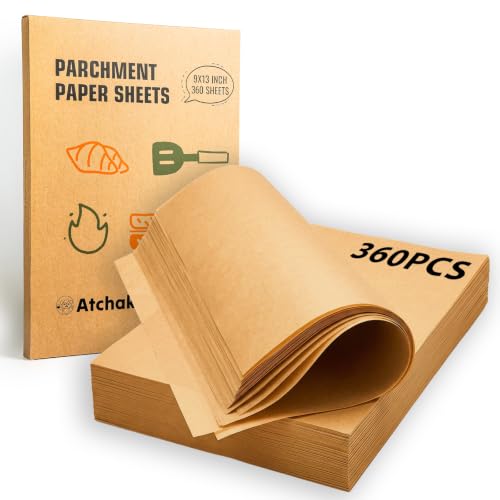 360Pcs 9x13 Inches Parchment Paper Sheets, Unbleached for Baking - color: Unbleached Brown, size: 9" x 13"-360 Pcs