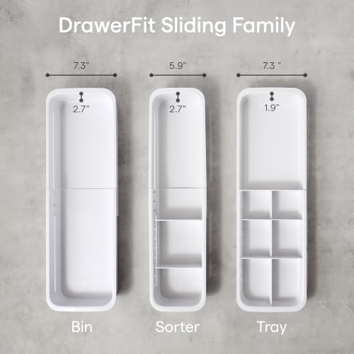 YouCopia DrawerFit Sliding Drawer Tray with Adjustable Dividers, Expandable Kitchen Storage Organizer, Speckled White - style: Tray