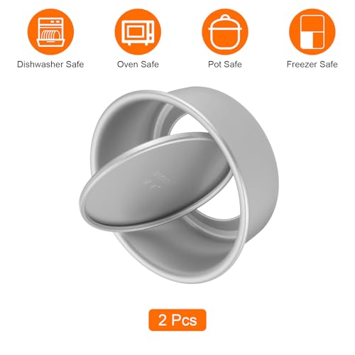 HARFINGTON 2Pcs Round Cake Pan with Removable Loose Bottom 4" Small Cheesecake Pan Anodized Aluminum Nonstick Baking Pan for Wedding Birthdays Party Event - color: Silver Tone, size: 4"