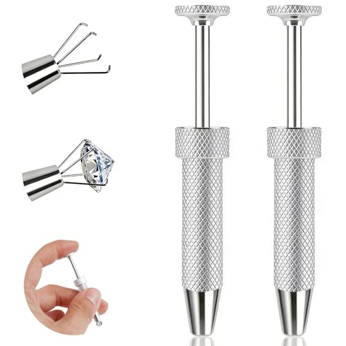 ONESING 2Pcs Piercing Ball Grabber Tool for Changing Jewelry, Stianless Steel Flat Back Earring Applicator Internally Threaded Push Pin Piercing Grabber Tool - color: Silver-B-2pcs