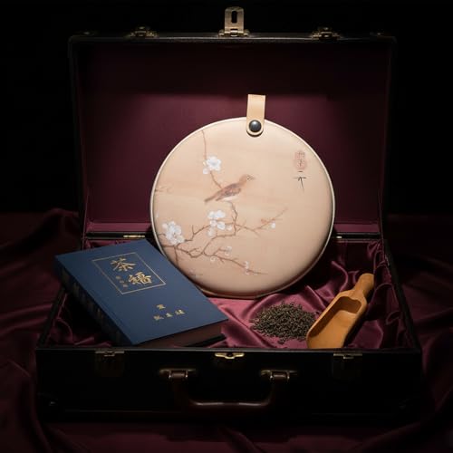 LUOZZY Pu'er Tea Cake Storage Bag Round Tea Cake Packing Bag with Plum Blossom Pattern Teacakes Organizer with Portable Loop for Home Office Decoration