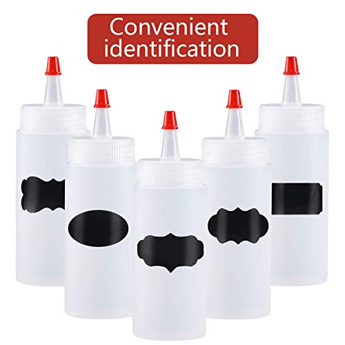 Squeeze Bottle, Shekure 30Pcs 4 Oz Premium Food Grade Plastic Bottles with Squeeze Top Caps Include 2 Labels and 1 Pen for Icing Cookie Decorating Sauces Condiments Arts Crafts BPA Free