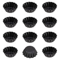 CHEFMADE Mini Egg Tart Pans, Non-Stick 2.5 Inch 12Pcs Tartlet Molds for Baking, Small Round Quiche Pans for Egg Tarts, Cupcakes, Pies (Black) - size: 2.5" Corrugated Tart 12Pcs