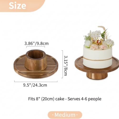 NUPTIO Wooden Cake Stand, Acacia Wood Cupcake Holder, 9.5 Inch - size: 9.5" Diameter