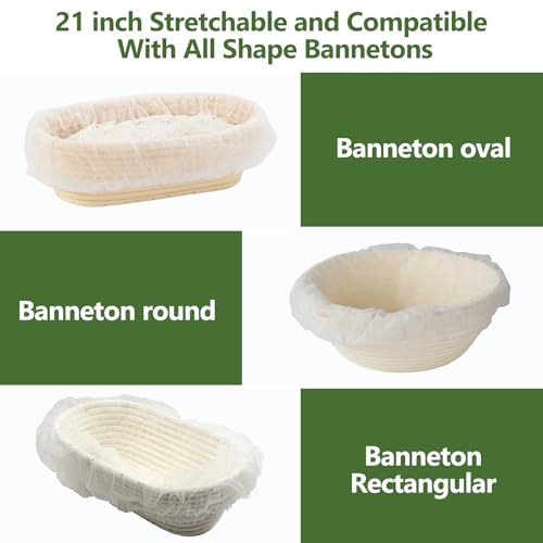 200 Pack Banneton Bread Proofing Basket Liner,21" Bread Bowls Liner Non-Stick Dough,BPA-Free Non Woven Sourdough Bread Basket Liners,Elastic Banneton Liners for Prevents Dough from Sticking to Basket