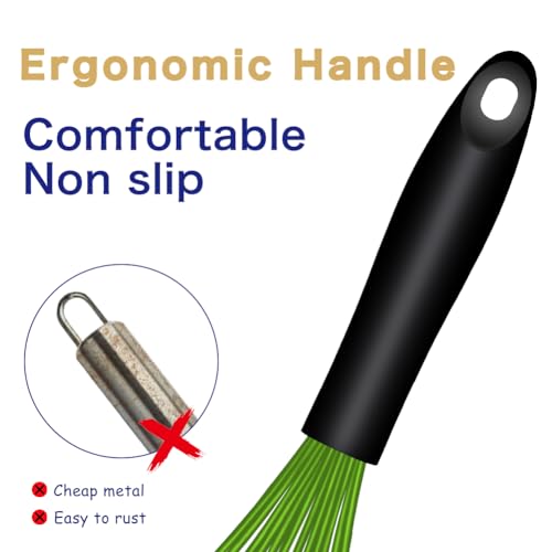 OYV Green Silicone Whisk Set of 3, 8/10/12 Inch, Dishwasher Safe - color: Premium(Green Pack)