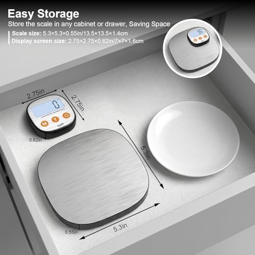 Rechargeable Kitchen Food Scale, Diyife 33lb Wireless Digital Kitchen Scale