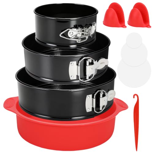 3PCS Springform Pan Set, 4, 7, 9 Inch Cheesecake Pans, Removable Bottom