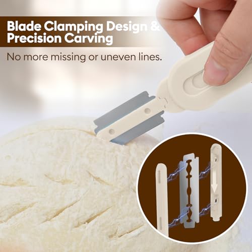 MOJOHAND Bread Lame Dough Scoring Tool, Retractable Blade, Off-White - color: Off-White
