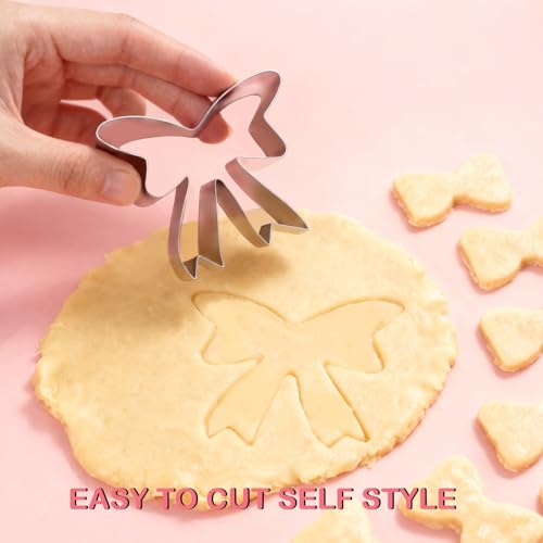 3 Piece Bow Cookie Cutter Set,3" 3.5" 4.4" Stainless Steel - style: 3 pcs Ribbon bow cookie cutter
