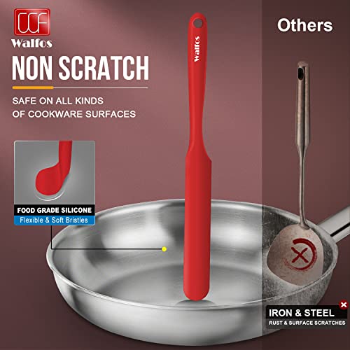 Walfos Silicone Jar Spatula - High Heat Resistant Kitchen Spatulas(450°F）,Cake Cream Butter Spatulas, for Cooking Mixing -BPA Free and Dishwasher Safe Mixing Batter Scraper Spatula, Red(2pcs) - color: Red, size: 2 pieces Jar Spatulas 450°F