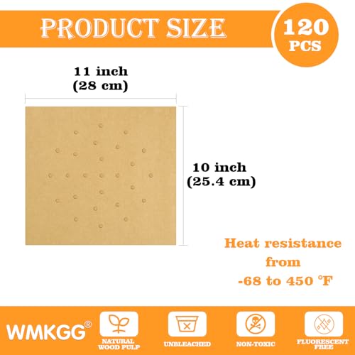 WMKGG 120 PCS Air Fryer Liners Disposable,10 x 11 Inch Parchment Paper