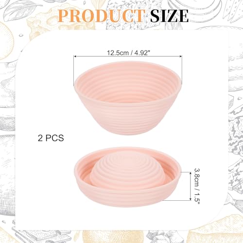 uxcell 2Pcs Silicone Bread Proofing Basket 4.9" Round Sourdough Basket Pink - color: Pink, size: 12.5 cm / 4.9 Inch