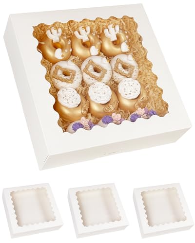 Bakepacker Auto-pop Up White Pie Boxes With Window 12x12x3'' - color: White, size: 12x12x3, 10Pcs