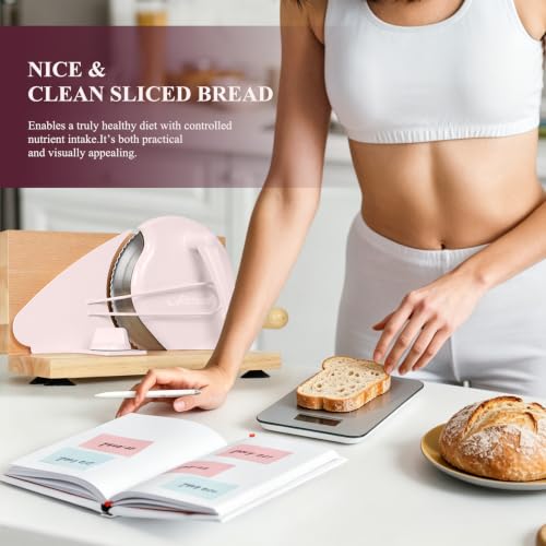 Manual Bread Slicer for Homemade Bread,Even Slicing from Thin to Thick - color: Sakura Pink