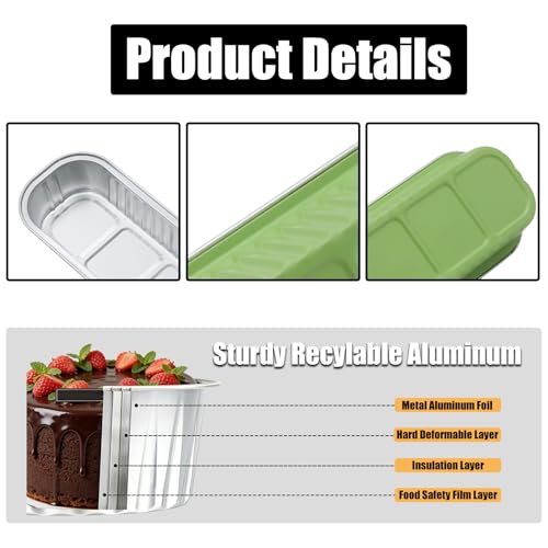 50 Pack 6.8oz Mini Cake Pans with Lids, Light Green - color: Light Green, size: Rectangle