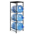 OYEAL Water Jug Holder Stand 5 Gallon Water Bottle Holder Organizer With Shelf, Heavy Duty 3 Tier Water Bottle Storage Rack for Kitchen, Office, Living Room, Black - style: Round Tube Black