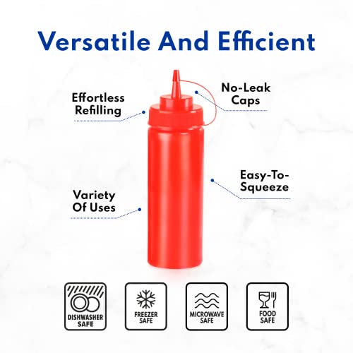 New Star Foodservice Plastic Squeeze Bottles, 24oz, 6 pk, Red - color: Red