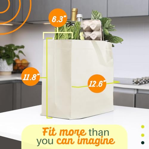 Simply Cool 400 Pack Reusable Grocery Bags, Medium Tote Bags Bulk, Cream - color: Cream, size: 400 Pack - Medium Bags
