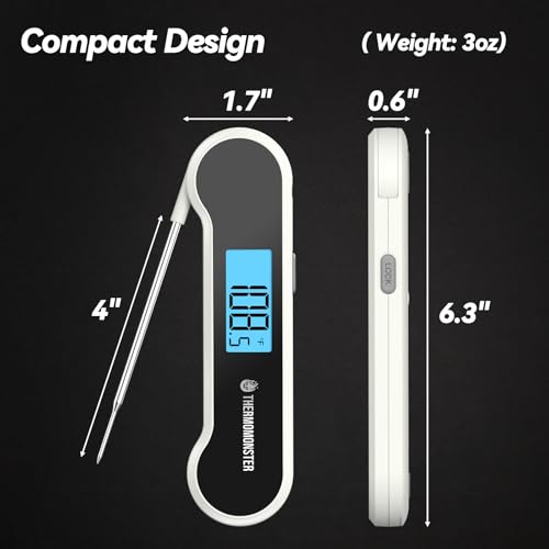 0.5 Sec Instant Read Meat Thermometer Digital for Cooking, White - color: White