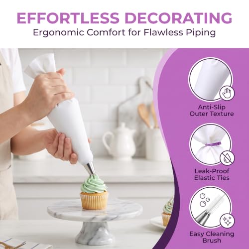 Reusable Piping Bags and Tips Set for Cake Decorating, Cupcakes