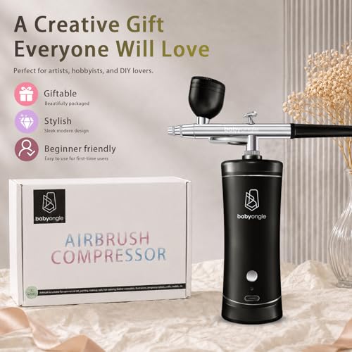 Cordless Airbrush Kit with Cleaning & Thinner, 3-Speed USB