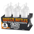 HYQO 6-Pack Condiment Squeeze Bottles, 8 oz, Plastic, Narrow Tip - size: 8 oz