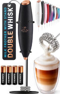 Zulay Kitchen Powerful Milk Frother Wand With Duracell Batteries - Ultra Fast Handheld Drink Mixer - Electric Whisk Foam Maker for Coffee, Lattes, Cappuccino & Matcha - Double Whisk - Black Copper - color: Jet Copper, size: Double Whisk + Batteries