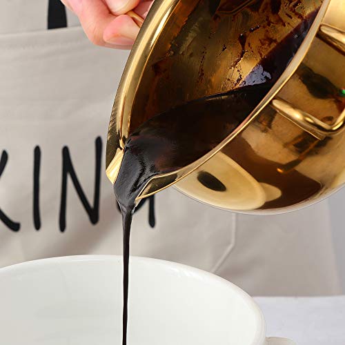 Double Boiler Melting pot with Spoon Set, 400ml Stainless Steel with Handle, Candle Making Potpourri for Melting Chocolate, Candy, Candles, Soap (Gold) - color: Gold