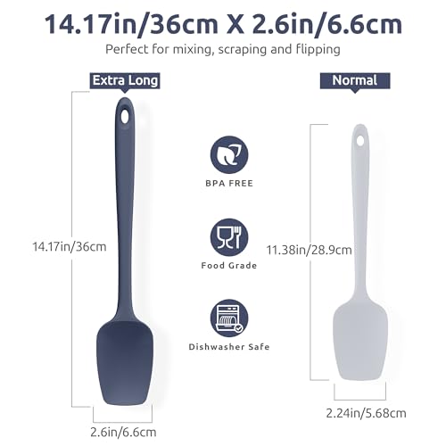 U-Taste 14" Long Silicone Spoonula, 600°F High Temp Spatula, Midnight Blue - color: Midnight Blue, size: 14 in (spoon spatula)