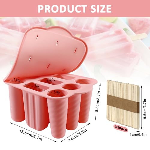 Popsicles Molds, 9 Cavity Silicone Popsicle Molds Easy-Release BPA-free - color: Pink