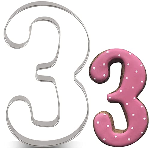 LILIAO Number 3 Cookie Cutter, 2.4 x 4 inches