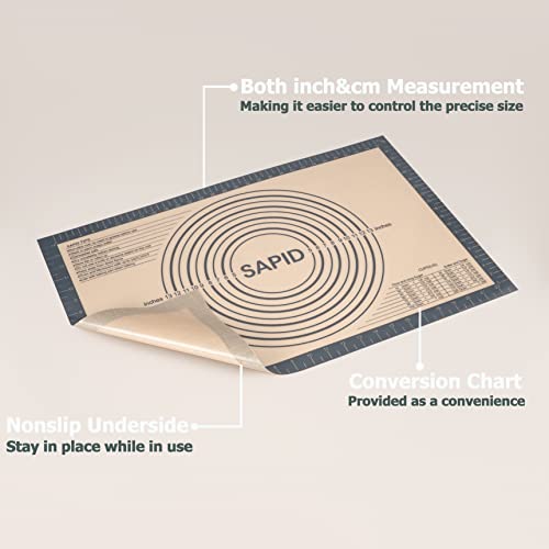 Non Slip Silicone Pastry Mat Large Non-stick Baking Mat for Dough Rolling - color: Gray, size: 24"L x 16"W