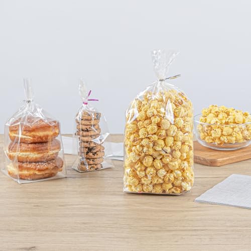 Restaurantware Clear Plastic Gusset Bags, Flat Bottom, 5x3x12 In, 100 Ct - size: 5" x 3" x 12" - Standard