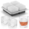 Nax Caki 3D Square Ice Cube Tray, Large Square Silicone Fun Shapes Whiskey Ice Mold with Funnel for Cocktails, Bourbon,Brandy, Whiskey Gifts for Men Black - style: Square Crystal