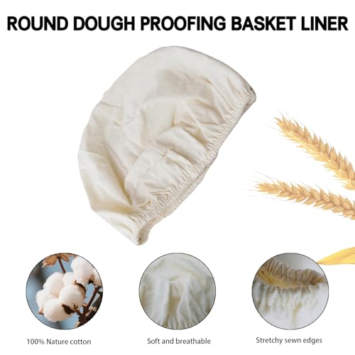 SOV Bread Basket Liner Cloth, Natural Rattan Dough Banneton Proofing Cloth, round bread proofing liner, Baking Sourdough Basket Cover, 6 Pieces 10 inch (round basket cloth)
