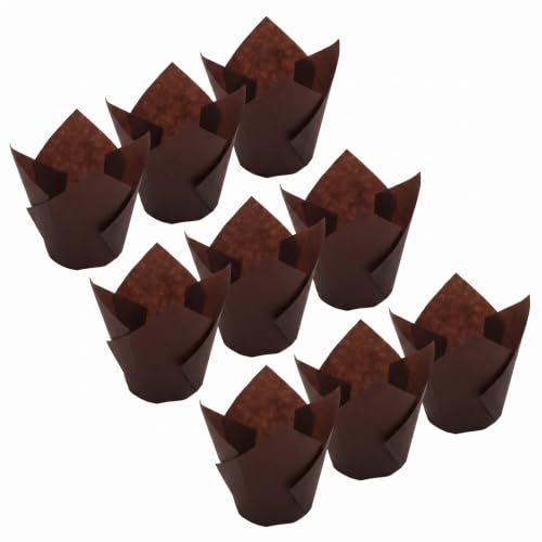 200 Pcs Brown 1.9 Inch Base Mini Tulip Cupcake Liners - color: Brown