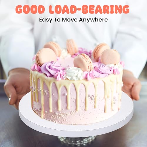 Cake Boards Drums 10 Inch Round, 1/2" Thick Decorating Supplies White 5-Pack Sturdy Corrugated Cardboard Base, Base para Pastel