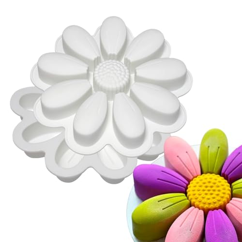 mostsom DIY Sunflower Chocolate Molds Silicone Candy Molds Non Stick Cookies Baking Trays for Party Decorations Food Grade (Sunflower M_9x9x1.48inch) - size: Sunflower M