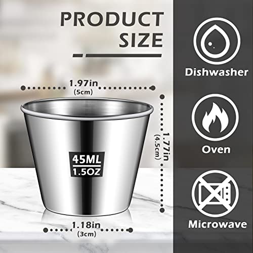 Mimorou 100 Pcs Stainless Steel Ramekins 1.5 oz, Mental Dipping Sauce Cups
