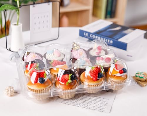 NPLUX 12 Count Cupcake Containers 6 Pack Clear Plastic Cupcake Boxes