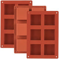 JOERSH Square Cake Silicone Molds, 3 Pack, 2" x 2" x 1" - color: 3 Pcs: 6 Cups, 2x2x1 Inch