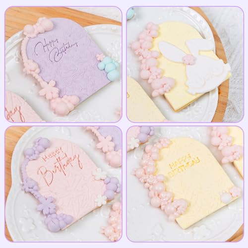 KALAIEN 2 PCS Pearl Bubbles Ball Fondant Molds, Pearl Borders Silicone Mold - color: Rabbit+Flower