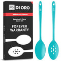 DI ORO Silicone Cooking Spoons - Solid & Slotted Set, 2-Pc Teal - color: Teal