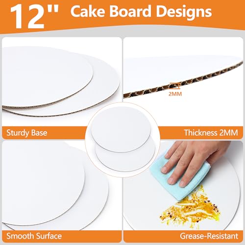 20 Packs Cake Box 12 inch with Cake Board and Clear Windows (10 Pcs Box + 10 Pcs Board) Disposable Cake Containers Bakery Take Out Container Cake Carrier for Cookies Pies (12x12x8inch) - size: 12x12x8inch