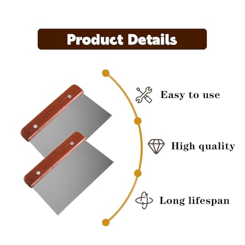 Bench Scraper Stainless Steel Dough Scraper 2 Pcs Wood Handle