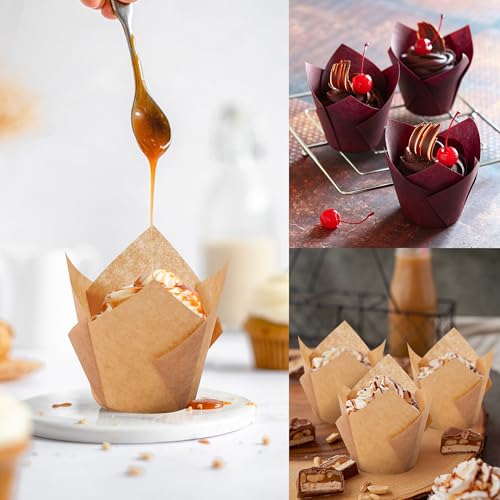 Ruisita 150 Pcs Mini Cupcake Liners Muffin Liners Baking Cups - color: Natural, Brown